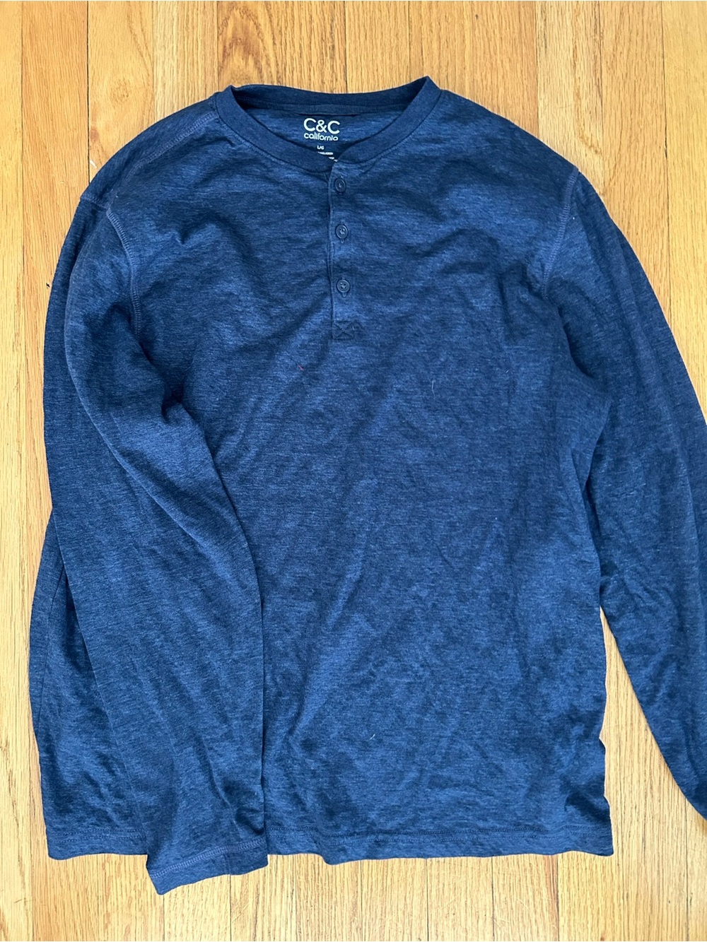 C&C California Men's Dark Blue Henley Long-Sleeve Shirt